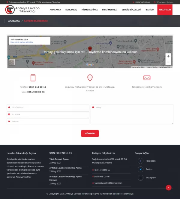 Antalya Lavabo Açma